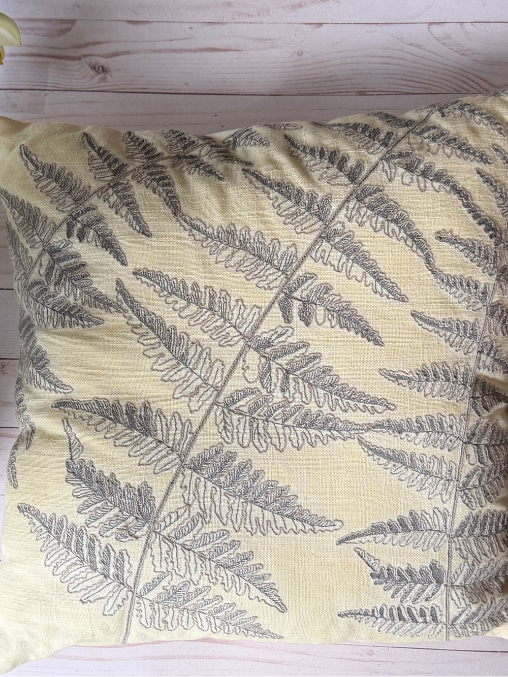 Yellow Fern Print Decorative Pillow